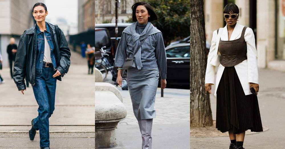 Three women showcase stylish layered outfits on city streets, illustrating the art of mastering layered looks.